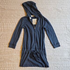Hollister Blue Zip-Up Hooded Top Y2K Vintage